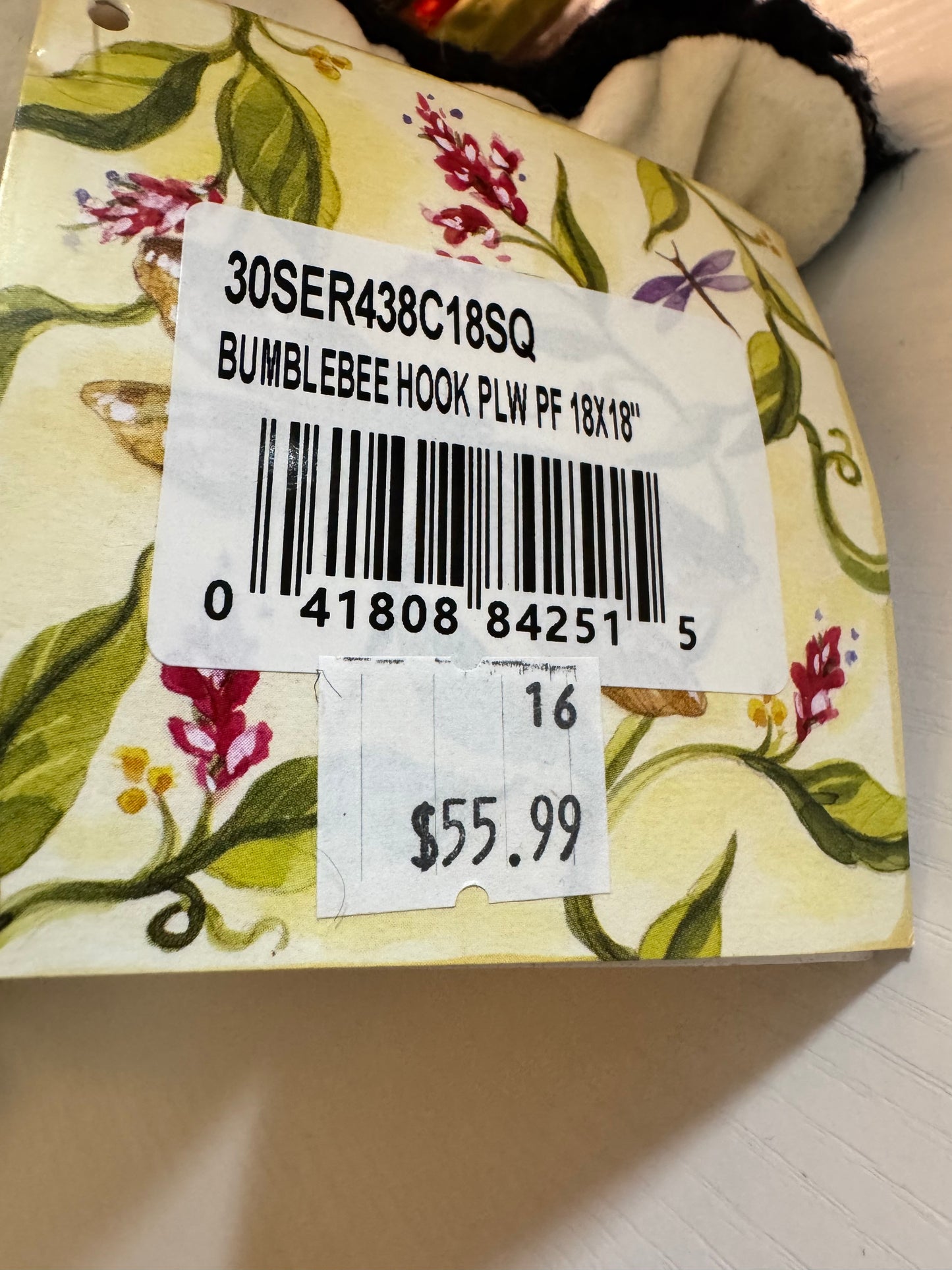 Wool Hooked Bumblebee Pillow 18”x18”