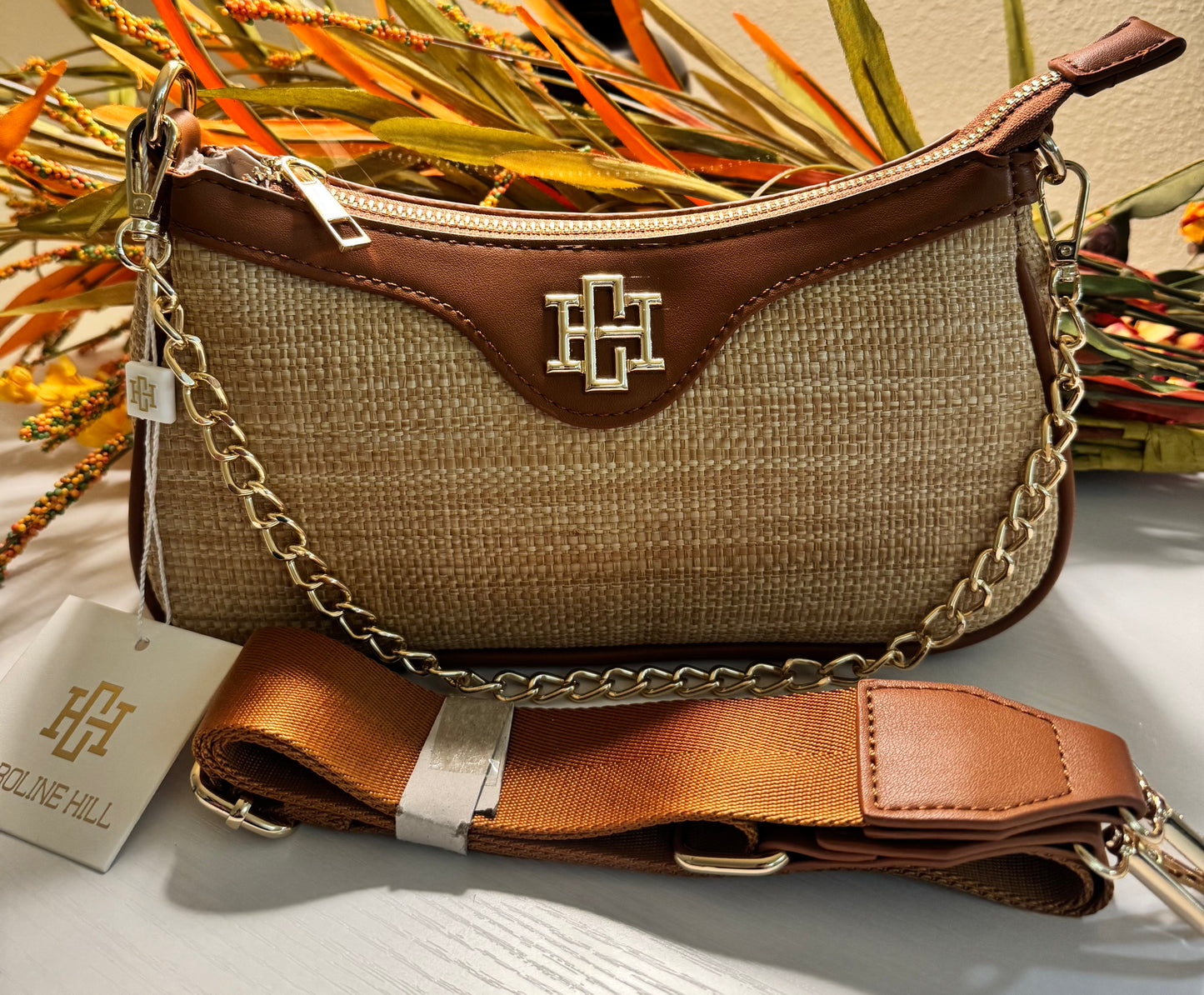 Caroline Hill GIANNA CROSSBODY BAG - NATURAL CAMEL